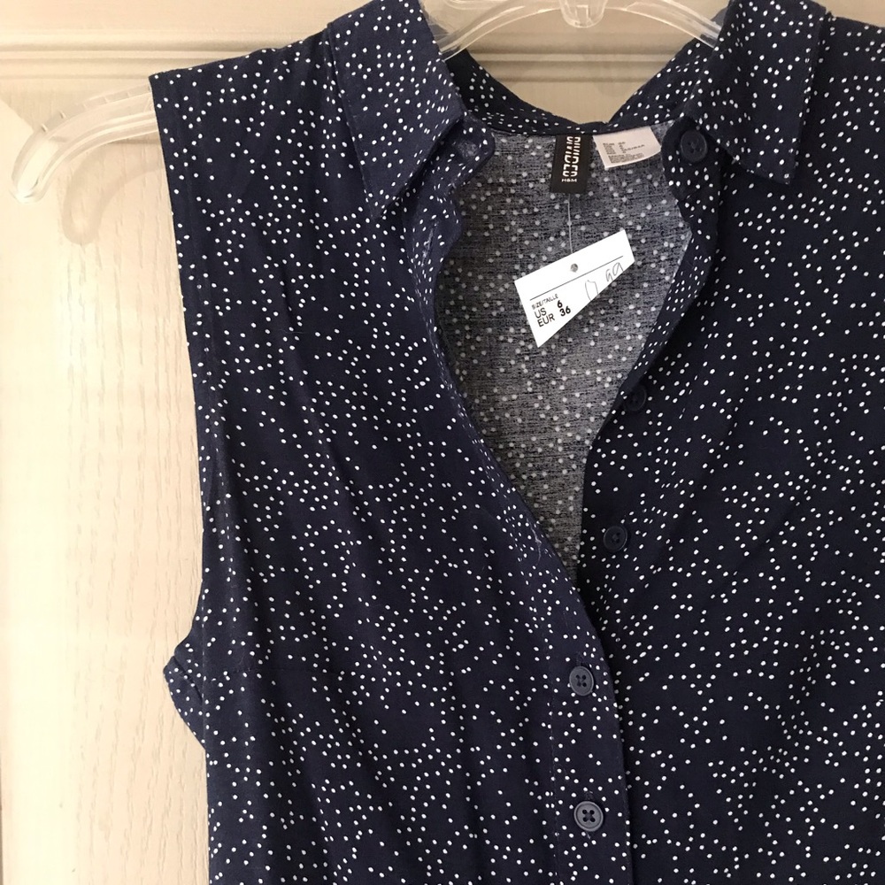 NWT blue and white polka dot dress w/ back cutout